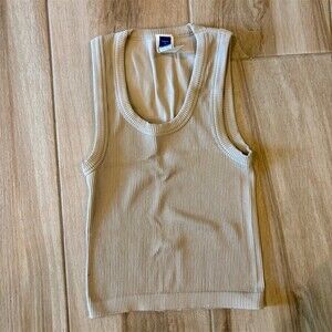 Old Navy Tank Top Womens Size S Beige Seamless Ribbed Scoop Neck